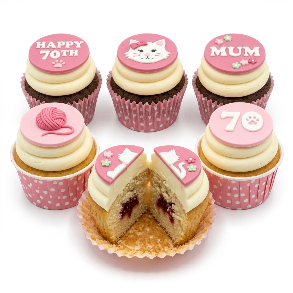 Cat Theme Birthday Cupcakes for Her