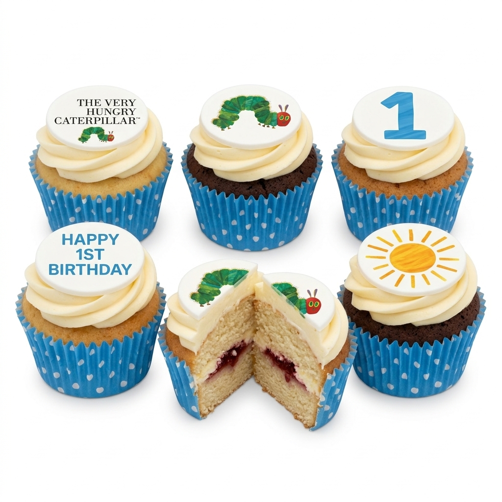 The Very Hungry Caterpillar 1st Birthday Cupcakes