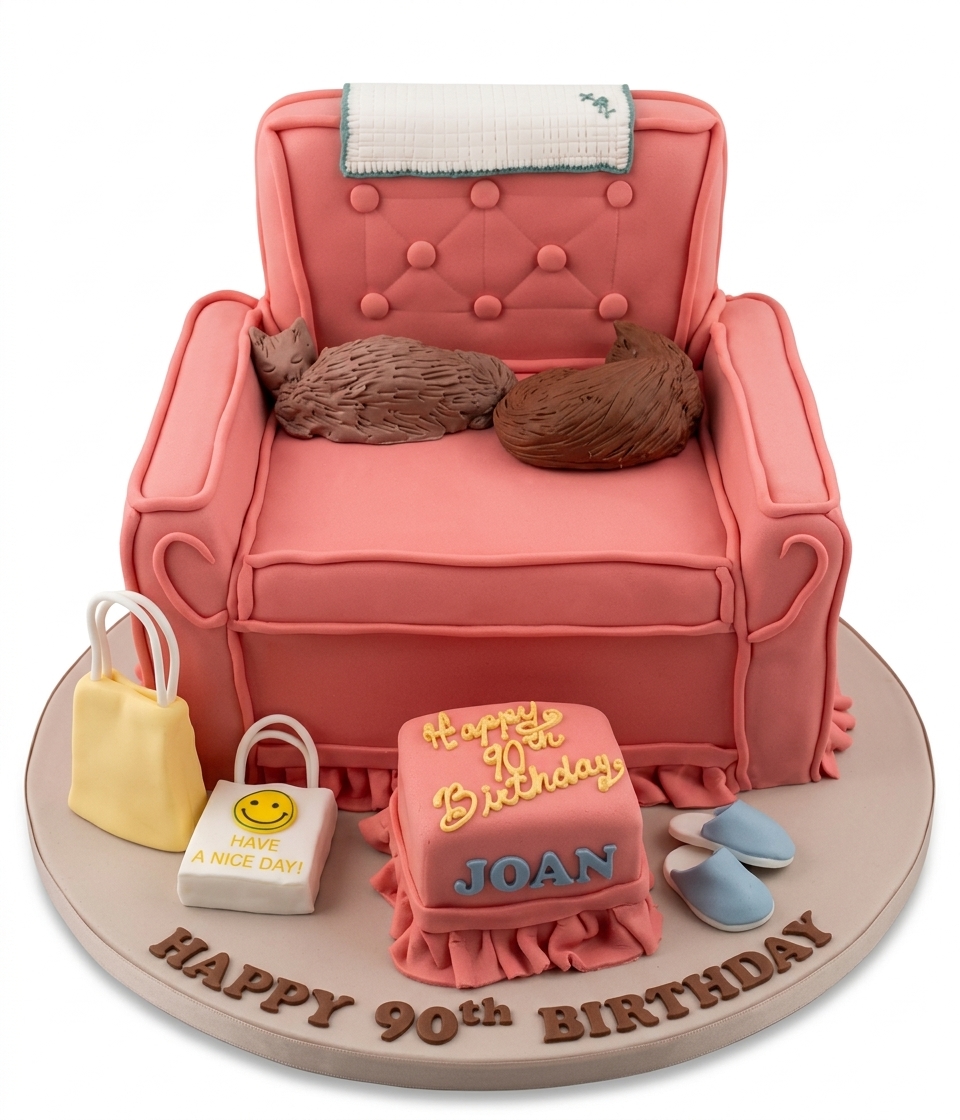 90th Birthday Armchair & Cats Cake for Her