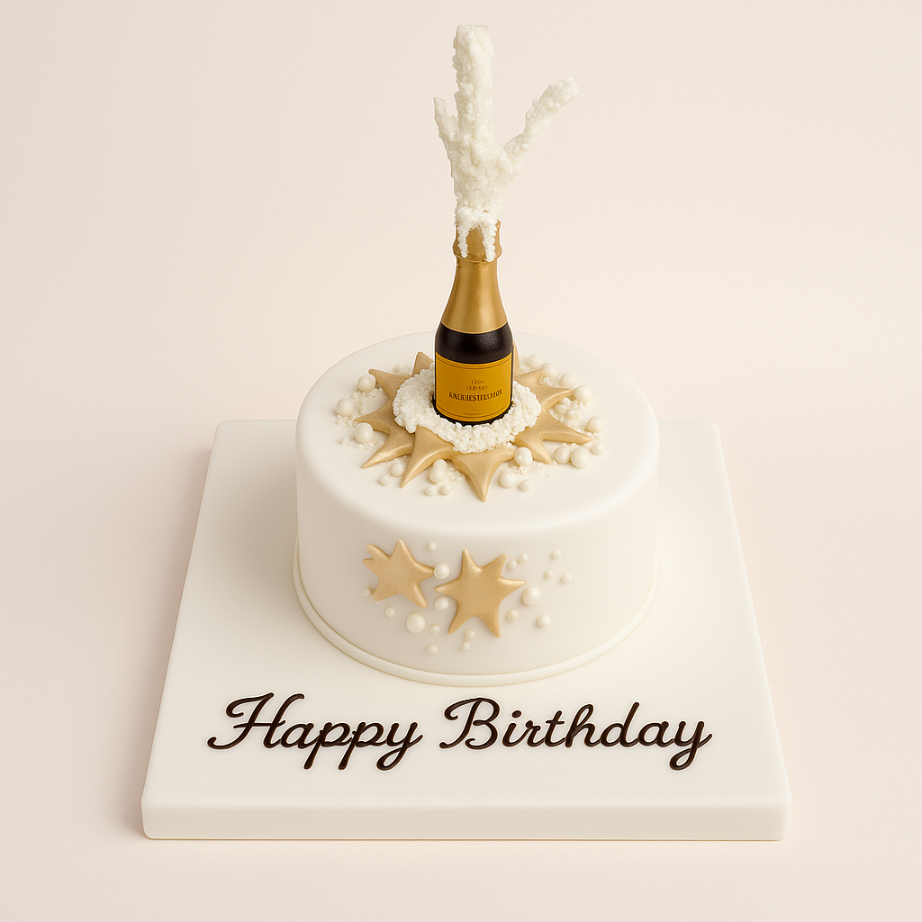 champagne birthday cake