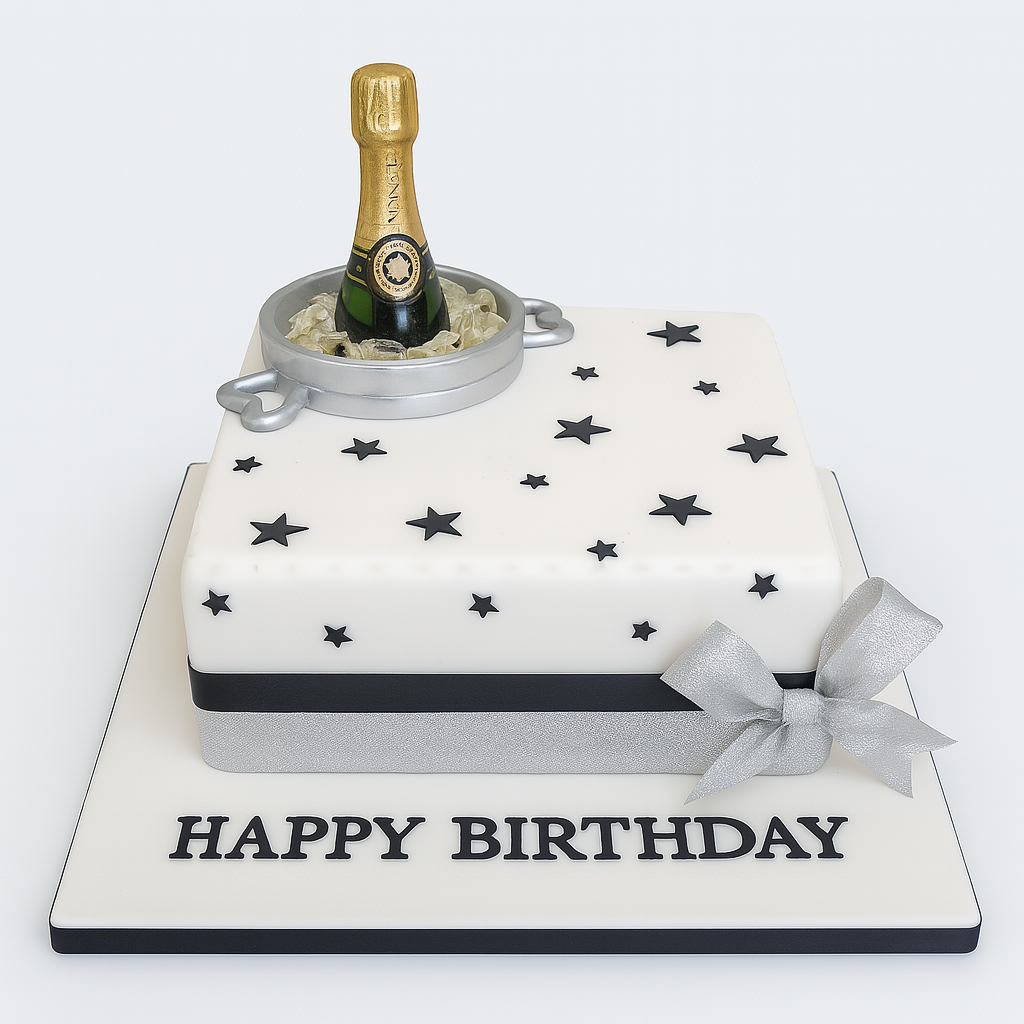 champagne birthday cake