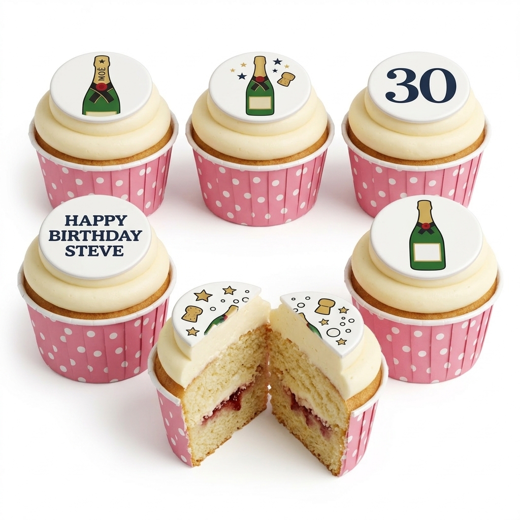 Champagne Celebration Birthday Cupcakes