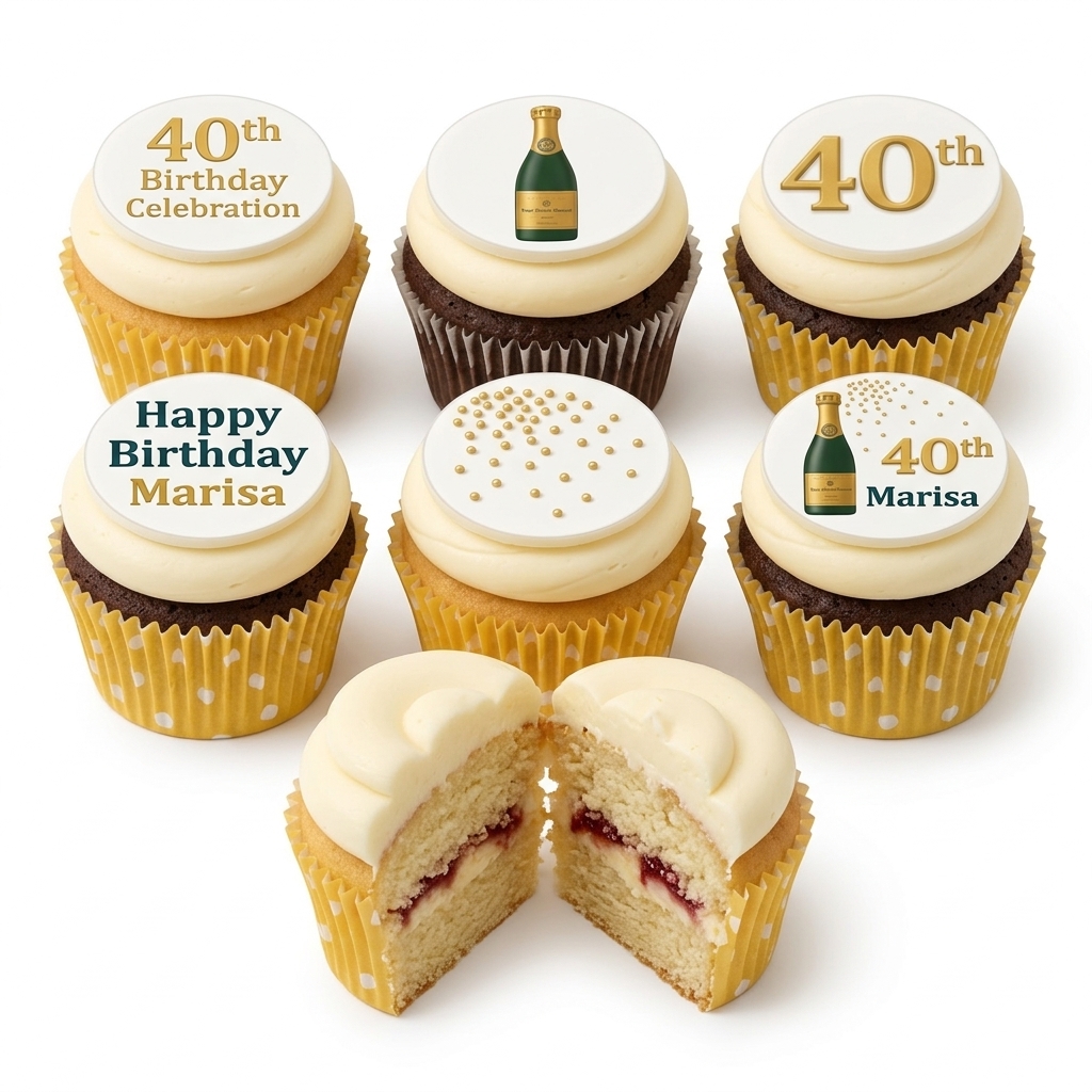 Champagne Celebration Birthday Cupcakes