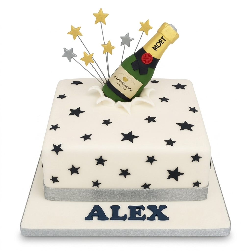 Champagne Bottle Celebration Birthday Cake