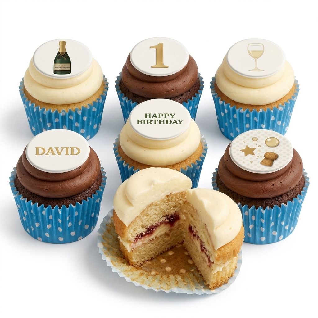 Birthday Celebration Cupcakes with Custom Toppers