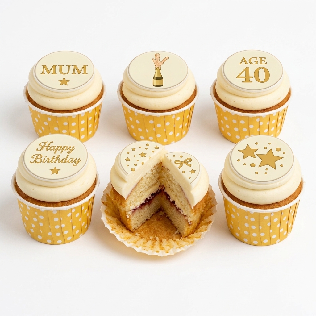 Elegant Celebration Birthday Cupcakes