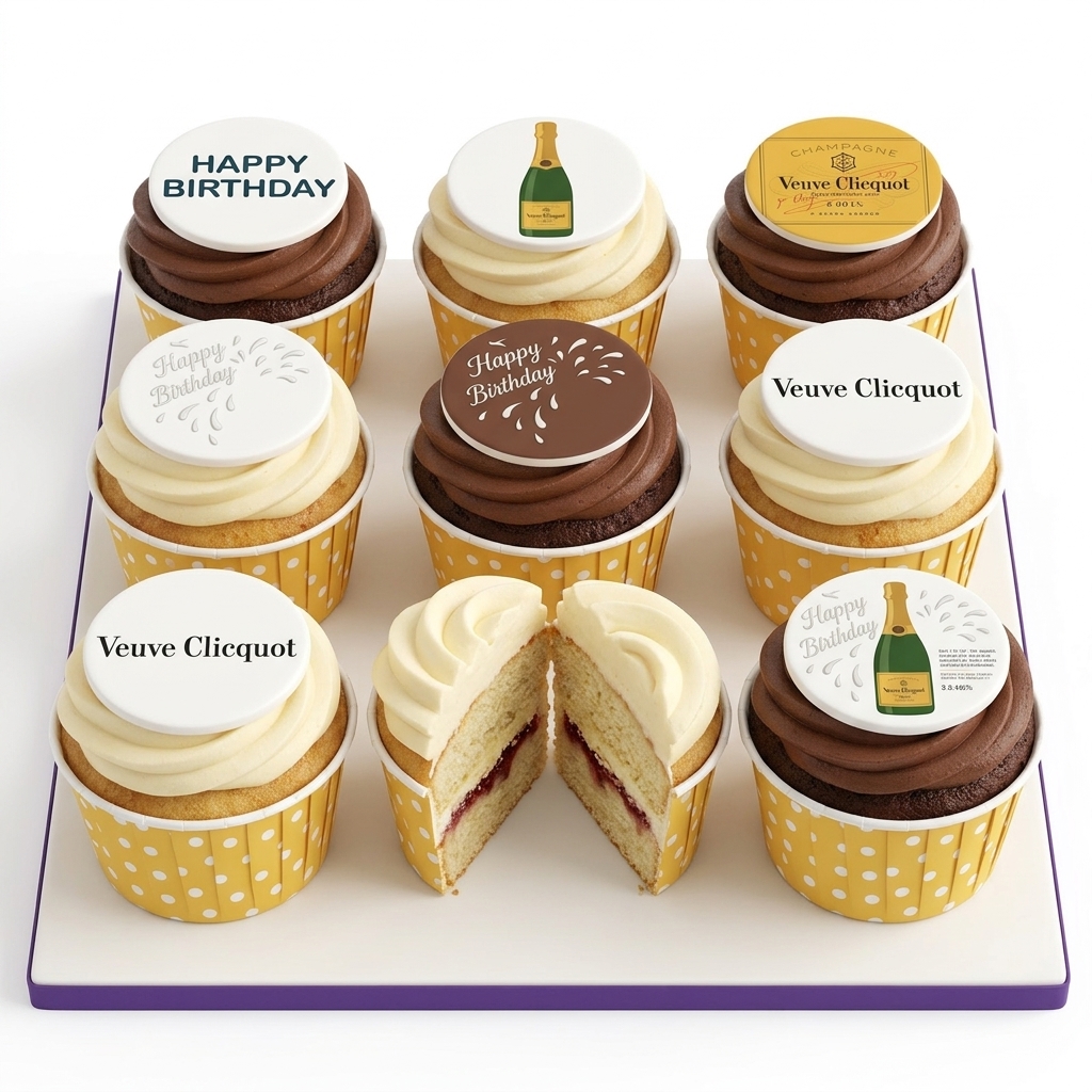 Veuve Clicquot Champagne Birthday Cupcakes