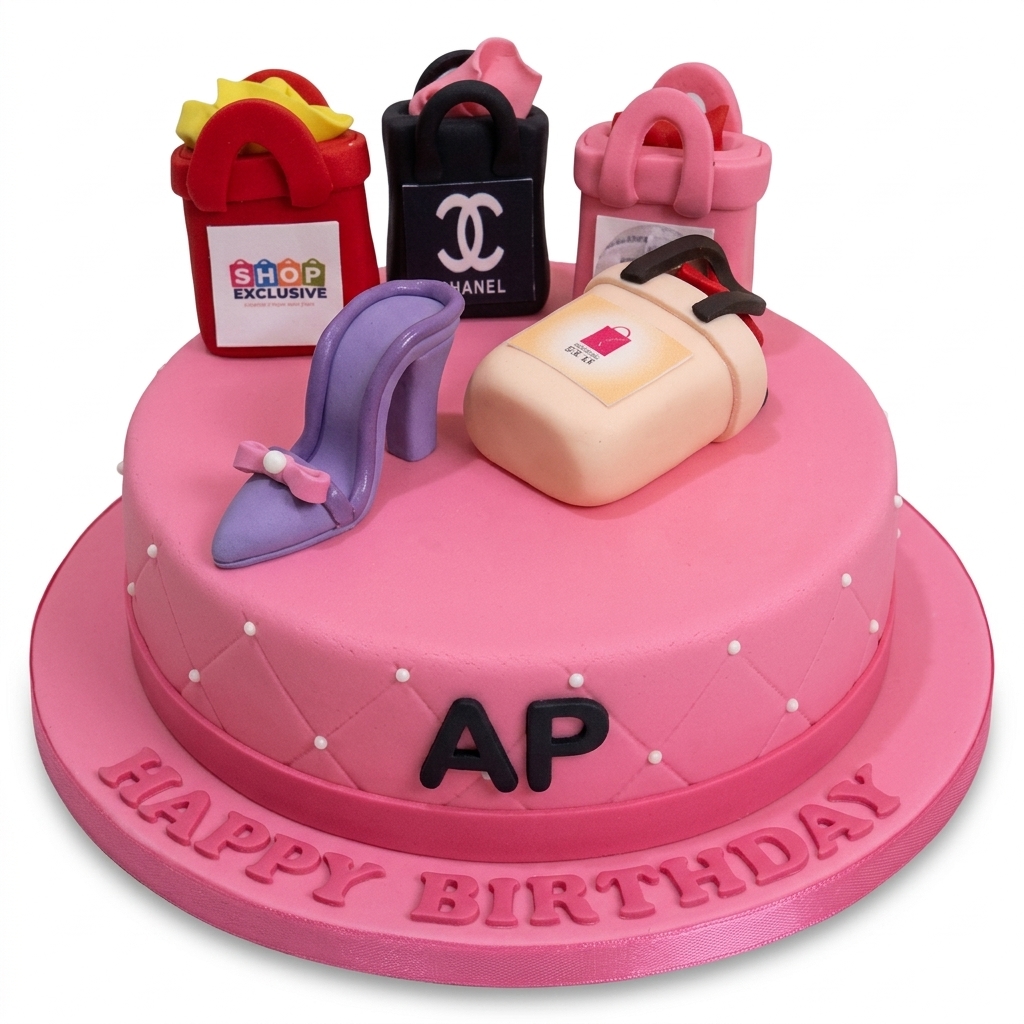 Fashion Theme Birthday Cake with Shopping Bags
