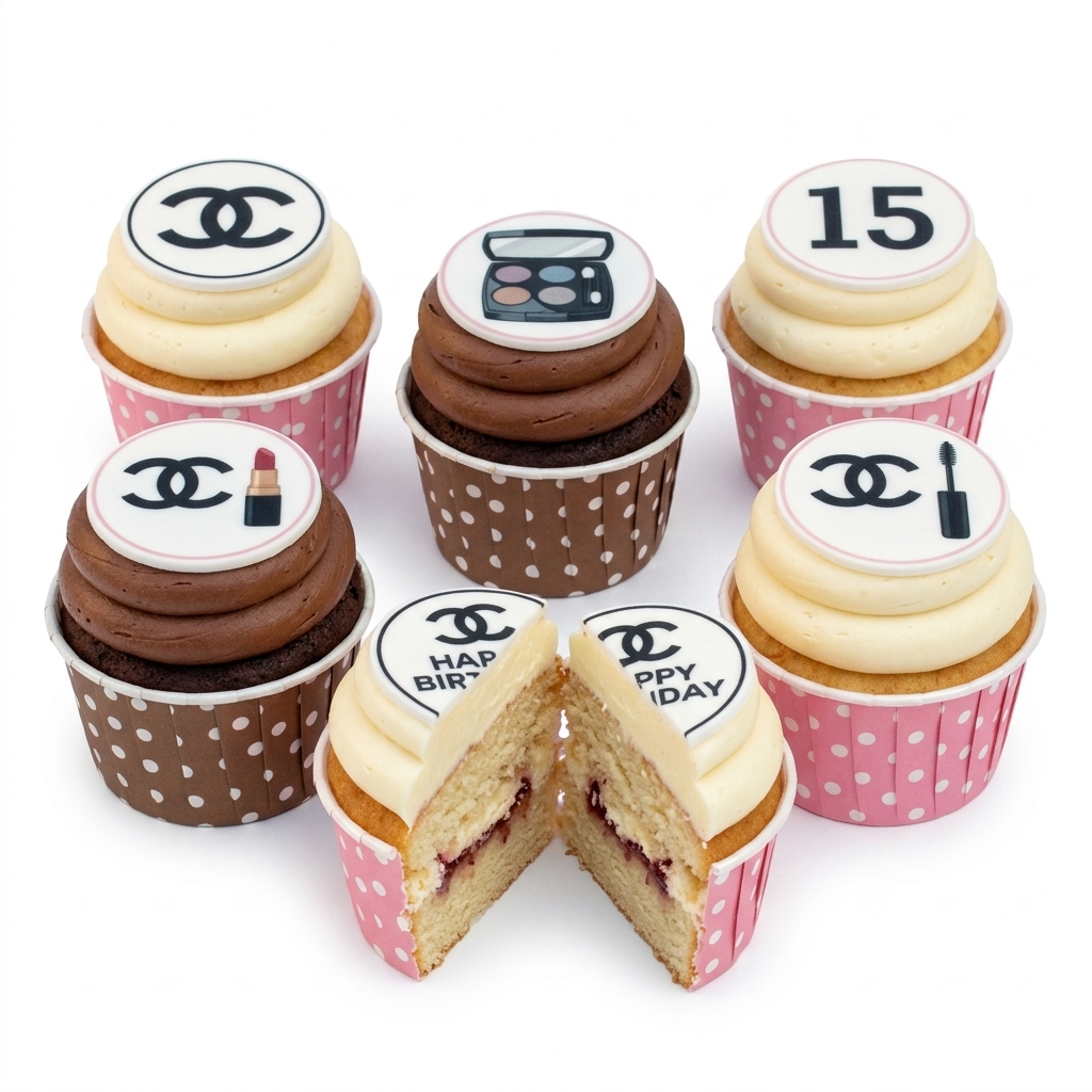 Designer Birthday Cupcakes for Her with Custom Age Topper