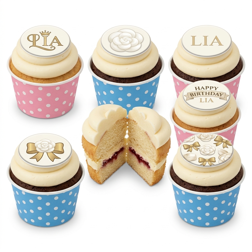 Elegant Floral & Bow Birthday Cupcakes for Her