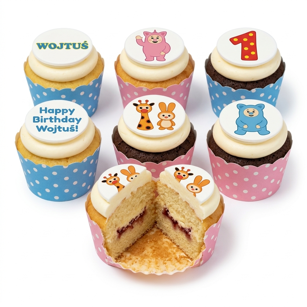 Baby Animal Theme Birthday Cupcakes