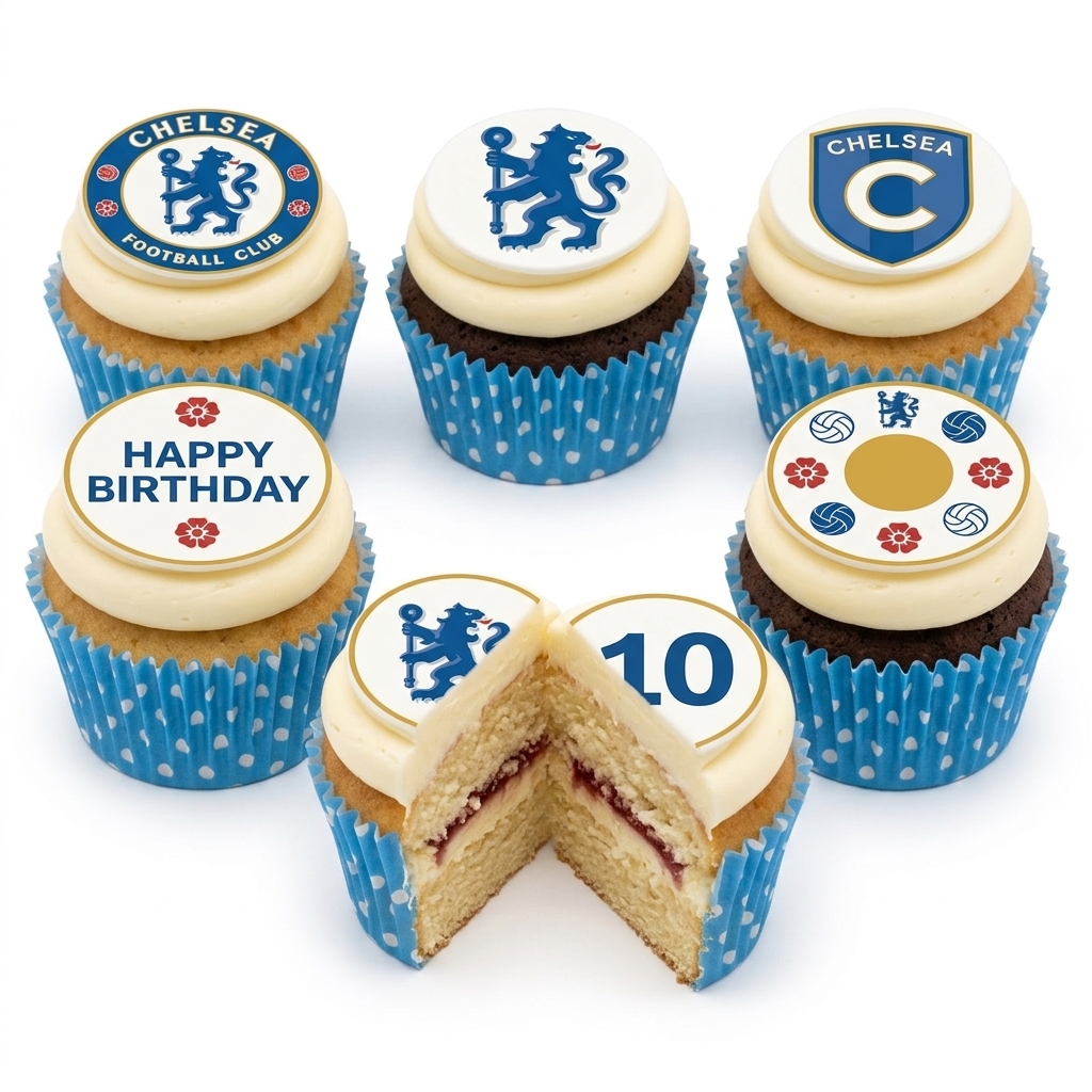 Chelsea Football Birthday Cupcakes
