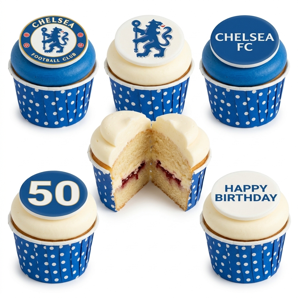 Chelsea FC Football Birthday Cupcakes