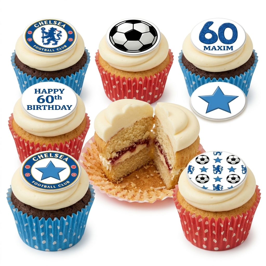 Chelsea FC Football Birthday Cupcakes