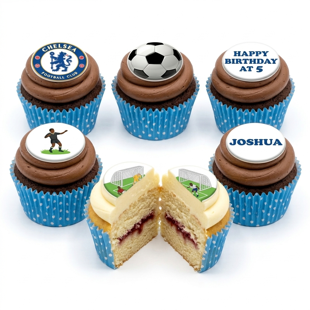 Chelsea Football Birthday Cupcakes