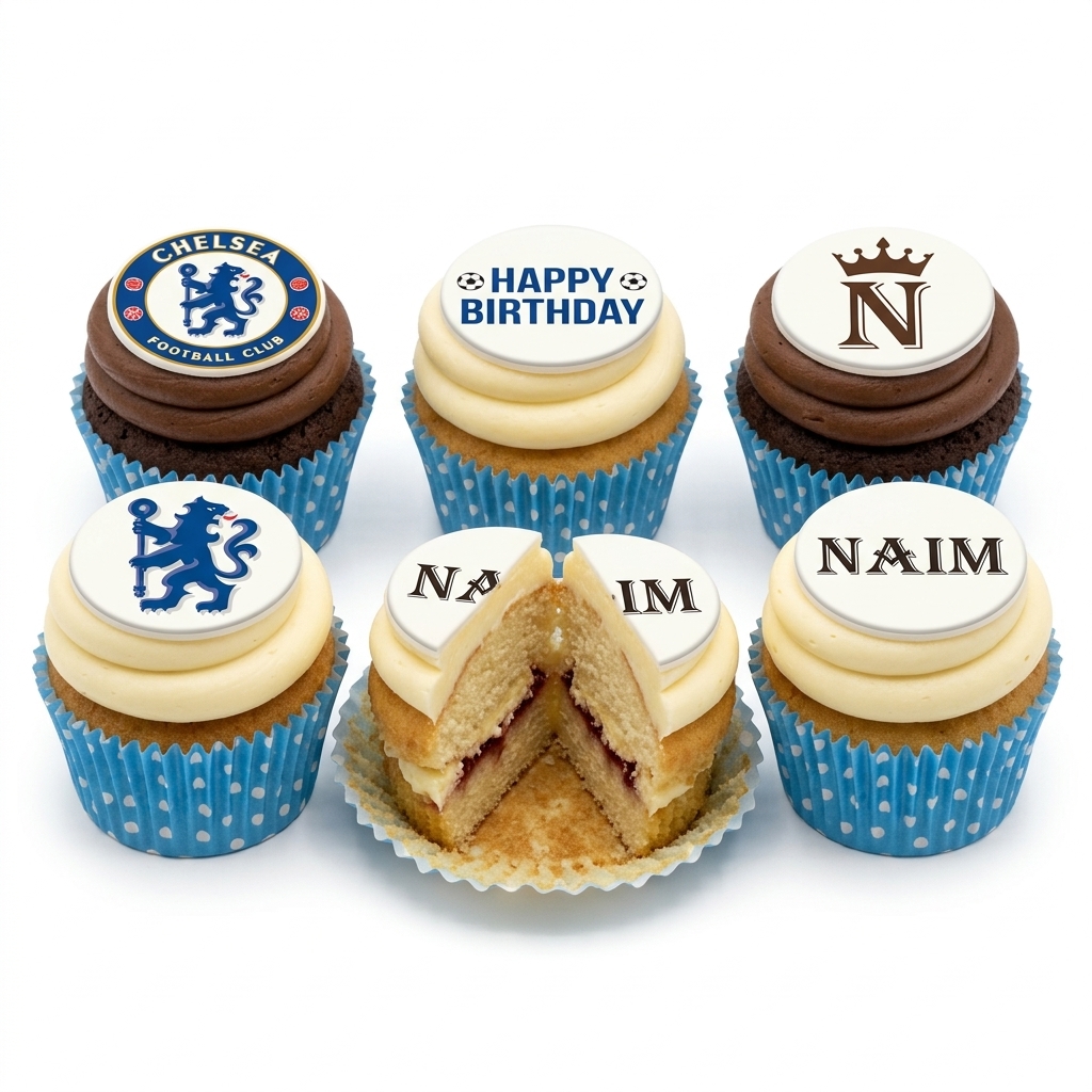 Chelsea Football Birthday Cupcakes | Personalised