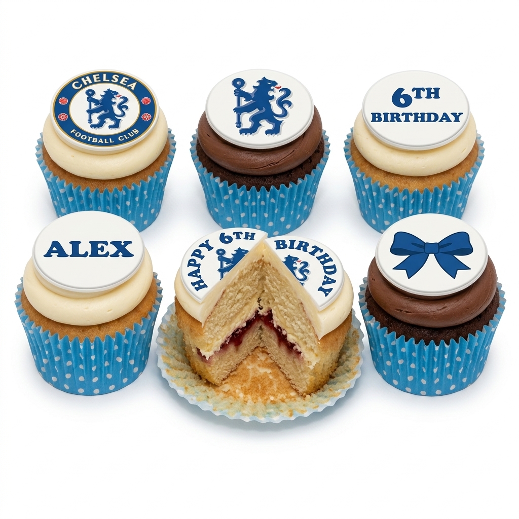 Chelsea Football Birthday Cupcakes