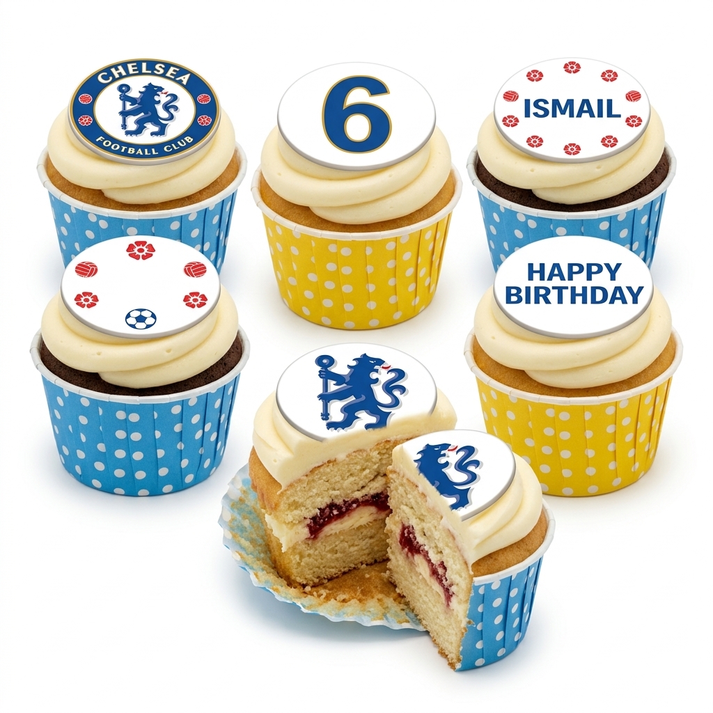 Chelsea Football Birthday Cupcakes