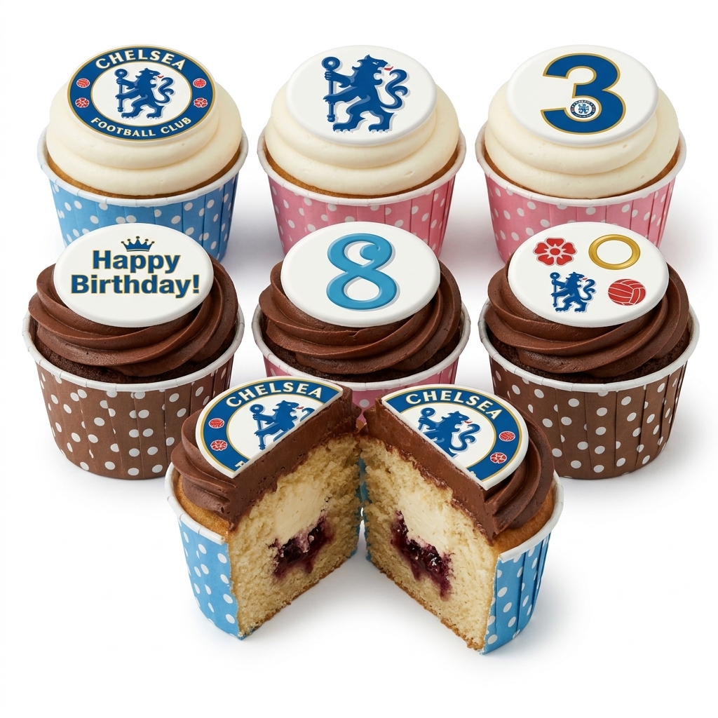 Chelsea Football Birthday Cupcakes