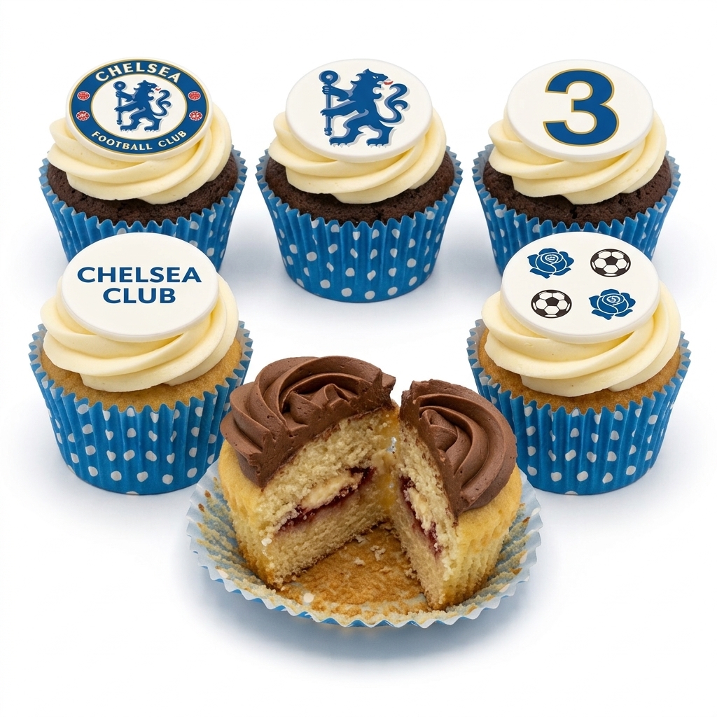 Chelsea FC Football Birthday Cupcakes