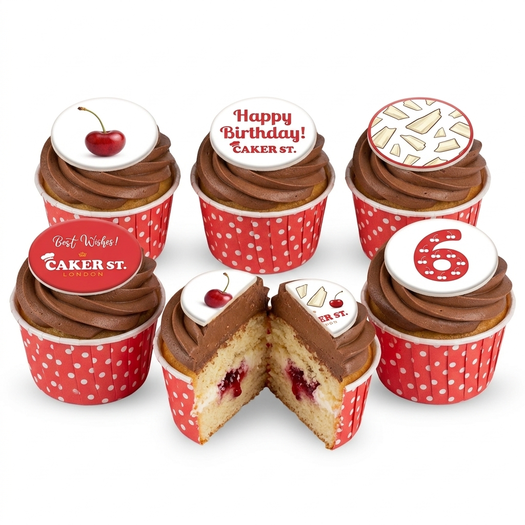 Cherry & Chocolate Birthday Cupcakes with Custom Age Topper
