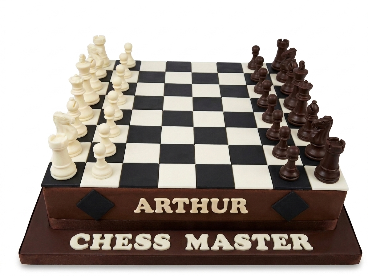 Chessboard Birthday Cake with Pieces