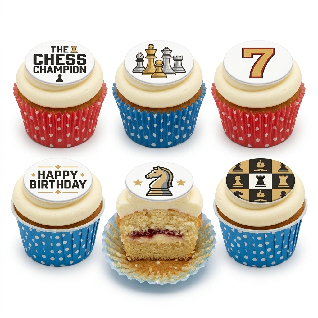 Chess Birthday Cupcakes with Custom Age Topper