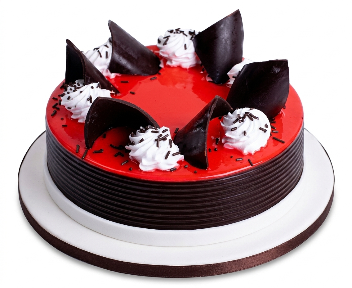 Elegant Red Glaze Chocolate Birthday Cake