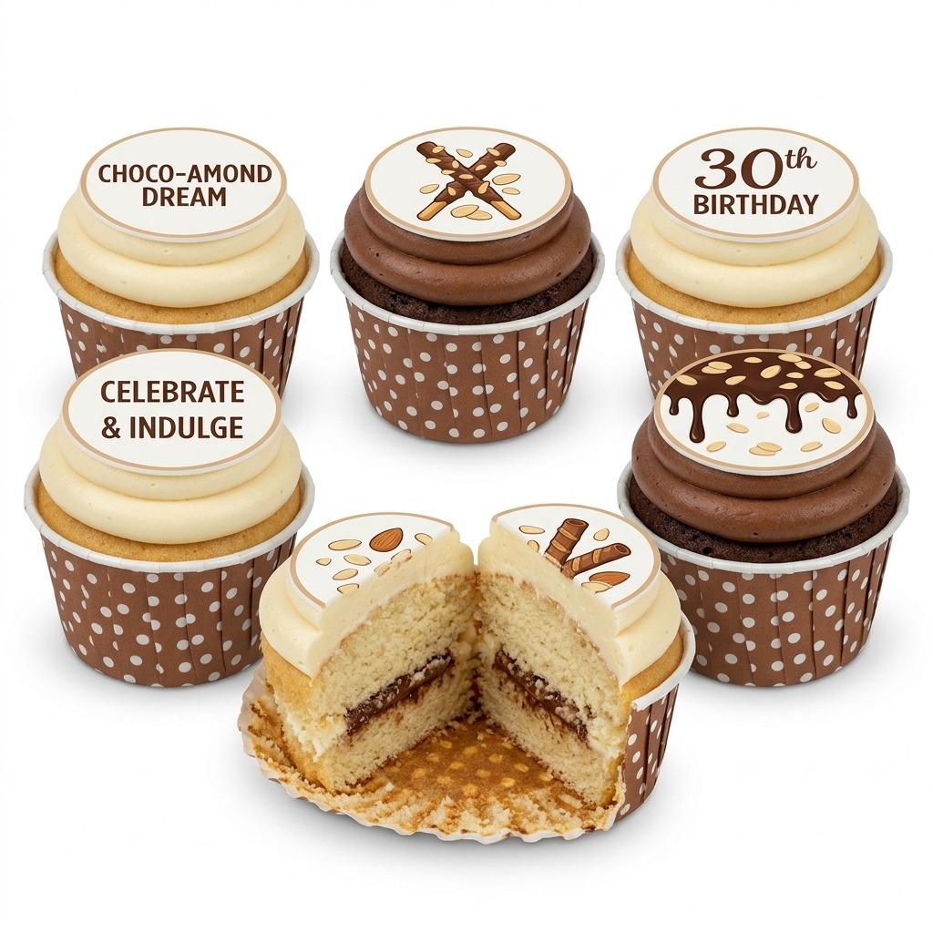 Chocolate & Almond Birthday Cupcakes with Custom Age Toppers