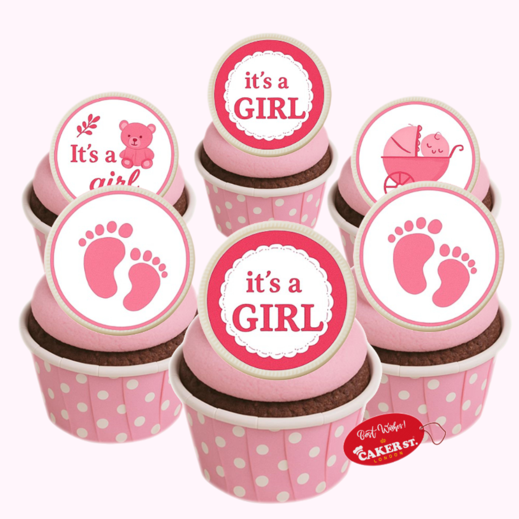 White Disc Baby Shower Cupcakes For Girls