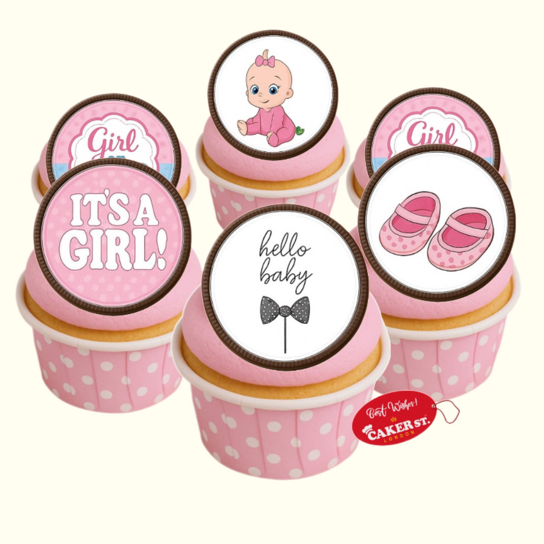 Chocolate Disc Baby Shower Cupcakes For Girls