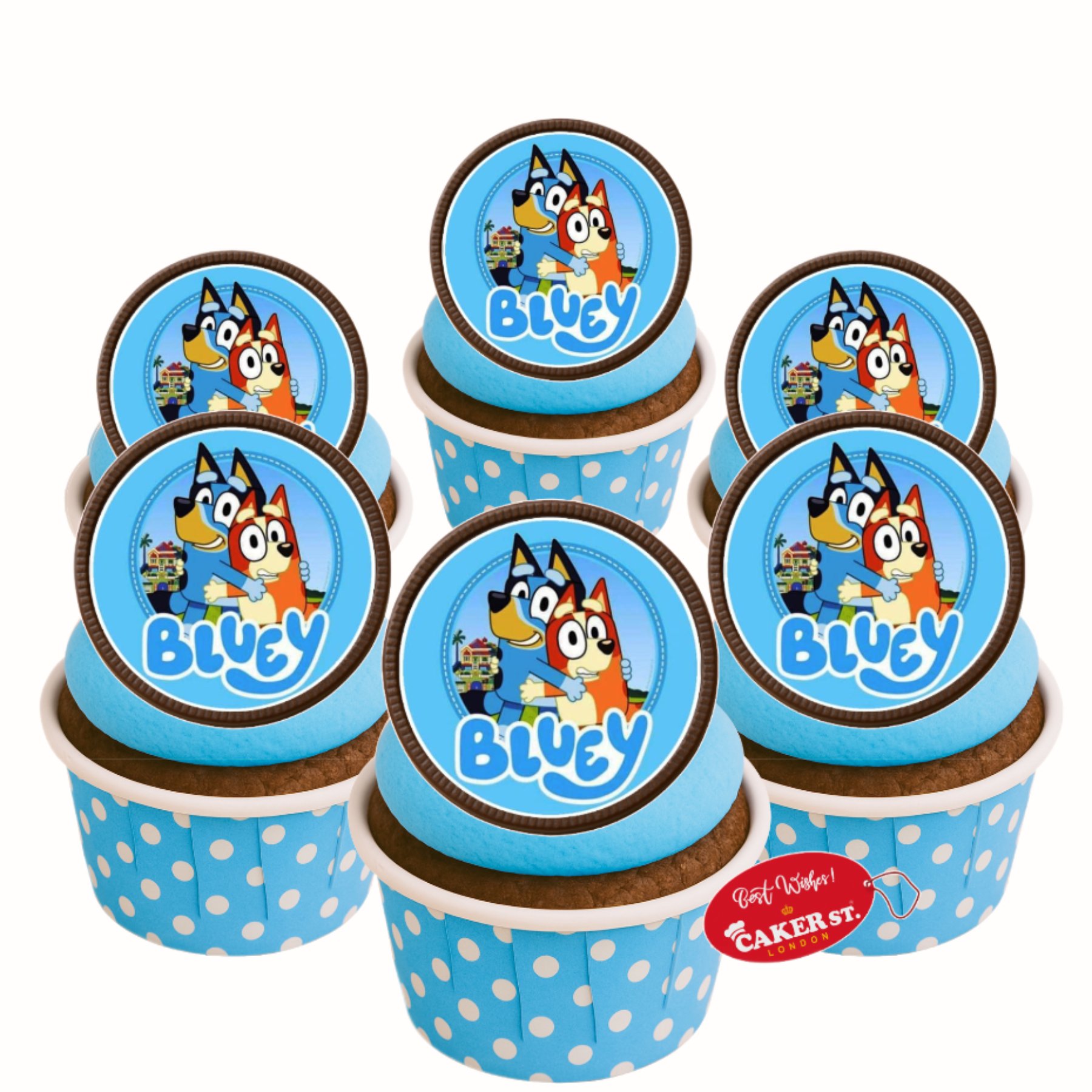 Chocolate Disc Bluey Themed Cupcakes