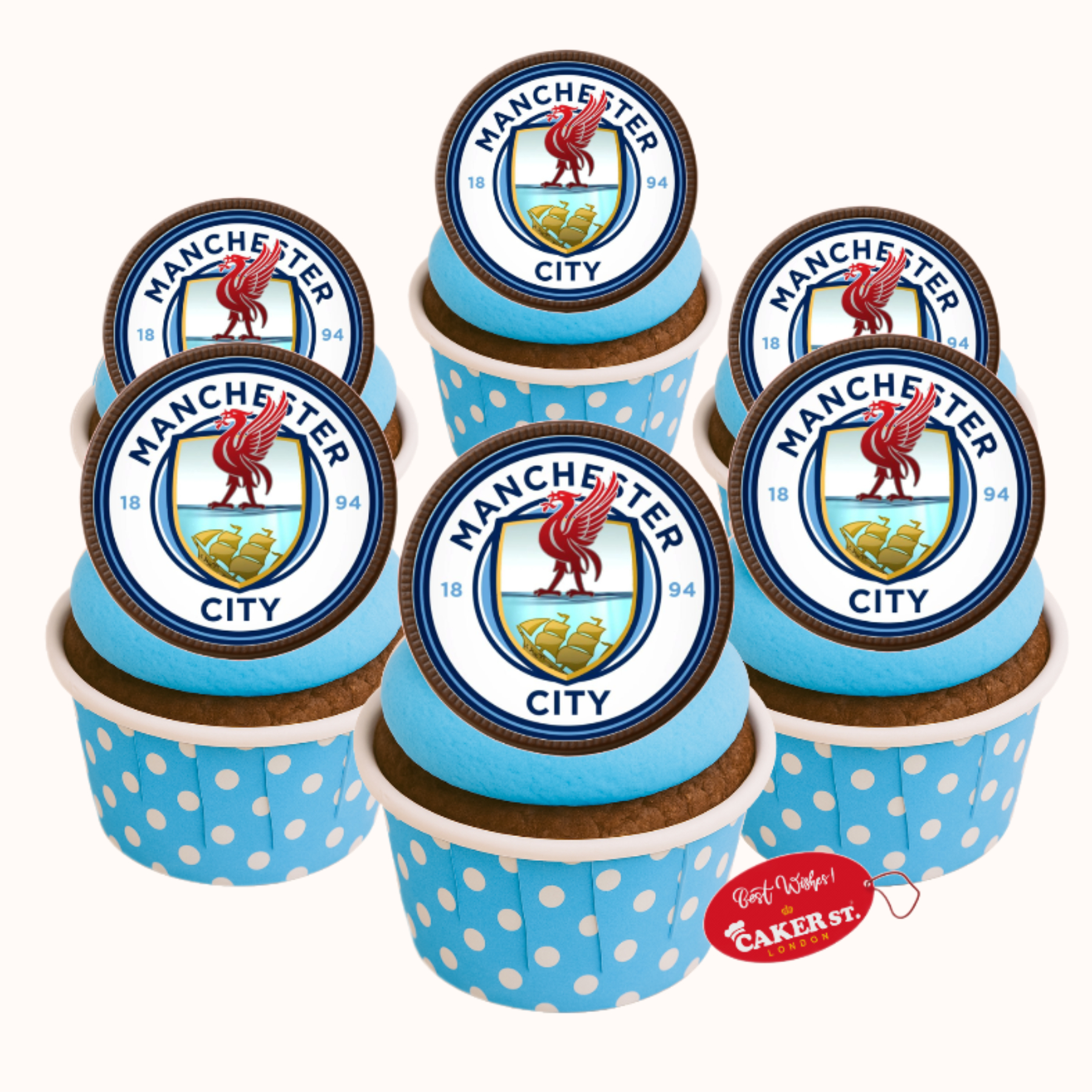 Chocolate Disc Manchester City Theme Cupcakes 