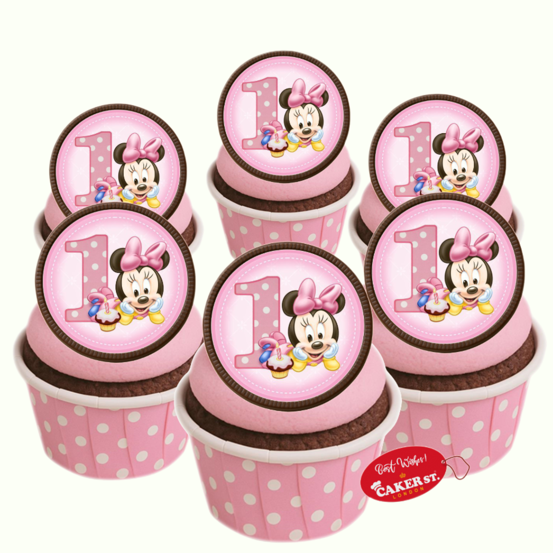 Chocolate Disc Minnie Mouse Themed Cupcakes