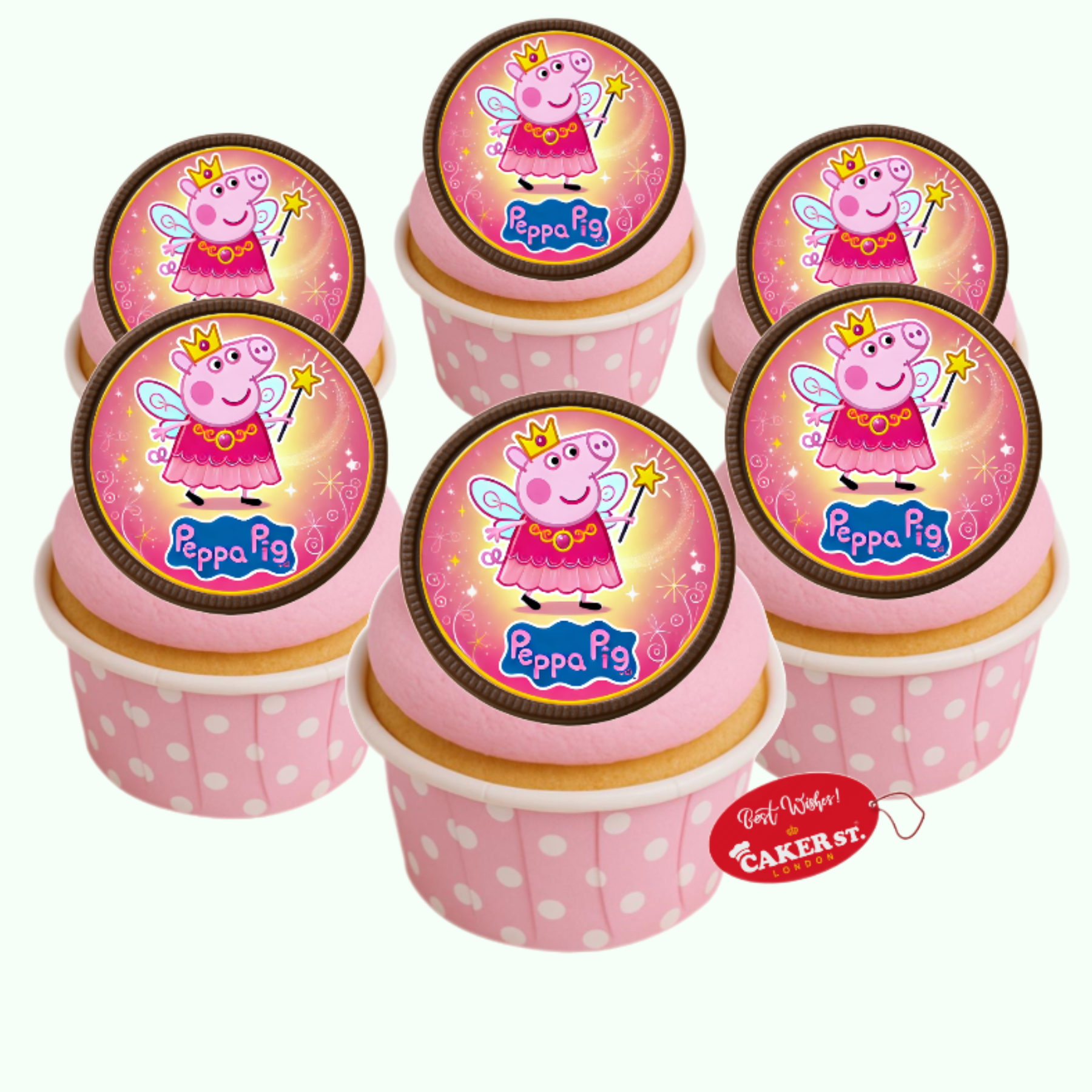 Chocolate Disc Peppa Pig Themed Cupcakes