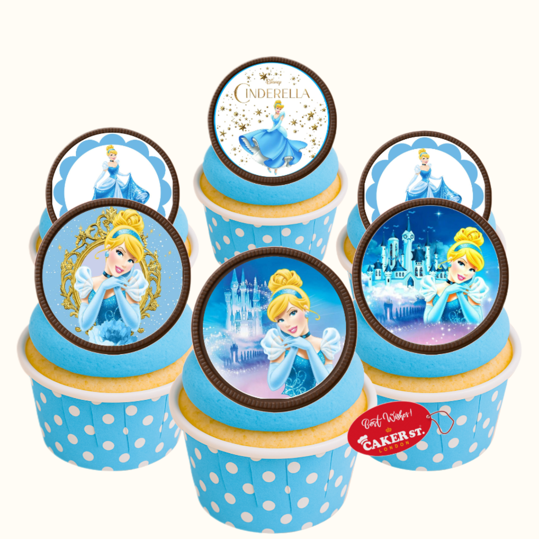 Chocolate Disc Princess Cinderella Themed Cupcakes 