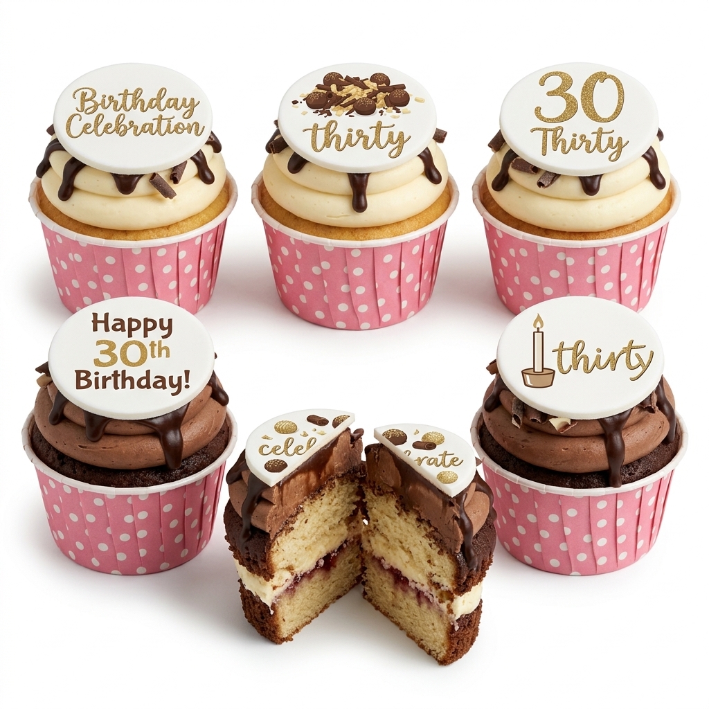 Custom Age Birthday Cupcakes with Chocolate Toppers