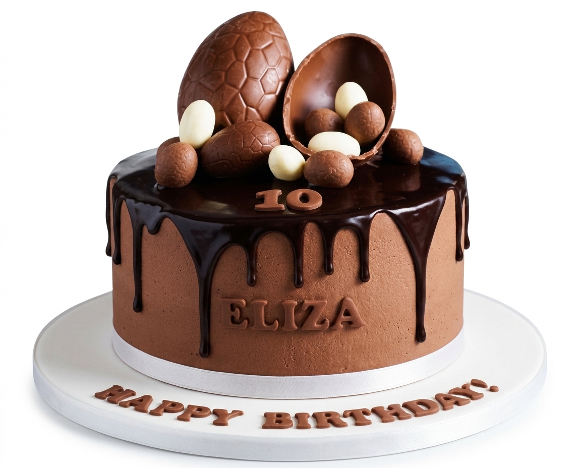 Chocolate Drip Birthday Cake with Easter Eggs