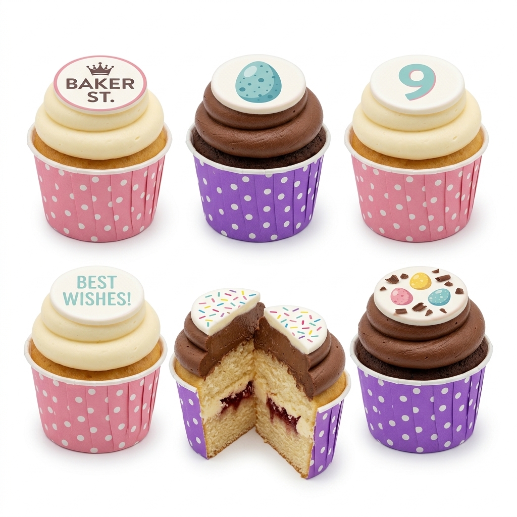 Kids Birthday Cupcakes with Custom Toppers