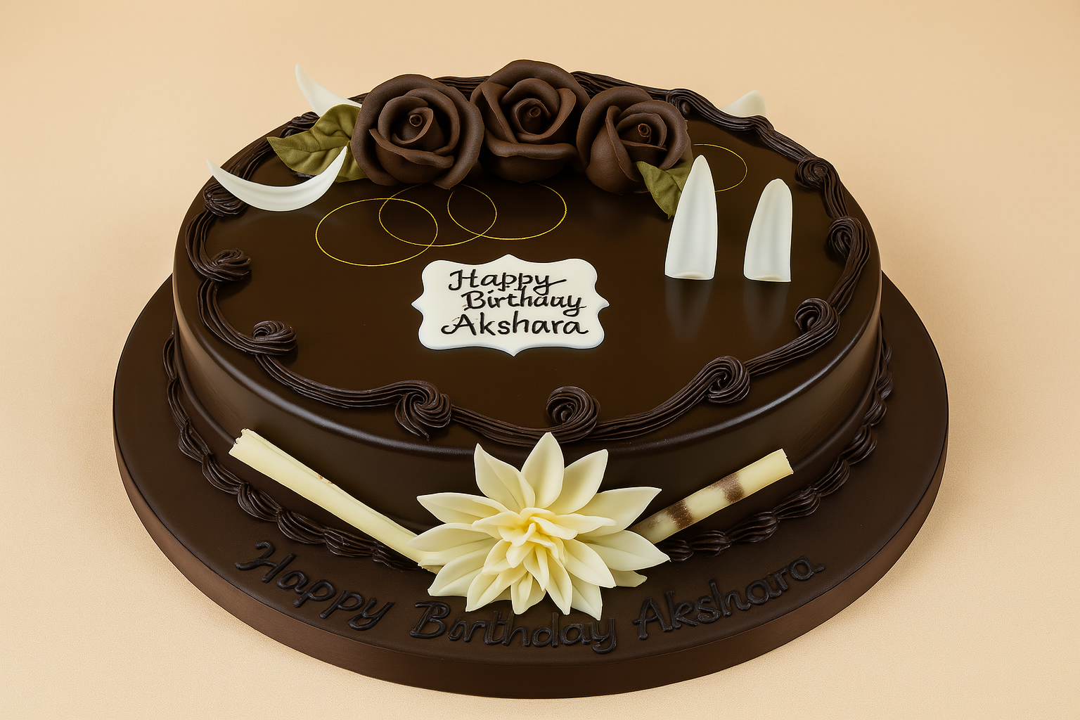 Chocolate Fresh Cream Birthday Cake