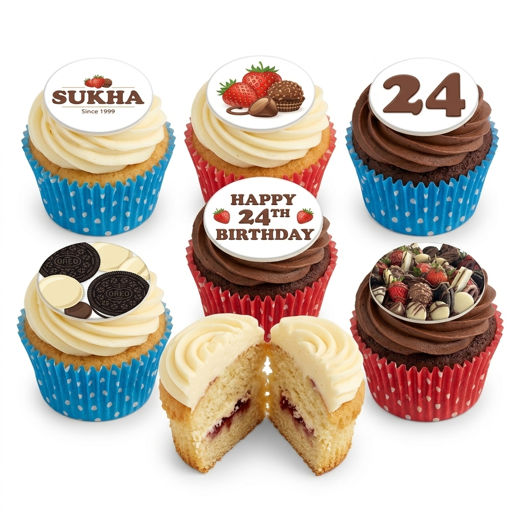 Personalised Birthday Cupcakes with Custom Edible Toppers