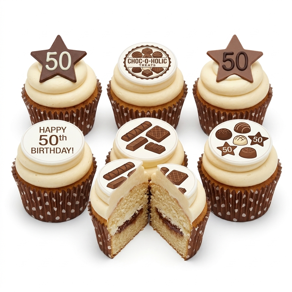 Choc-o-holic Chocolate Birthday Cupcakes with Custom Age Toppers