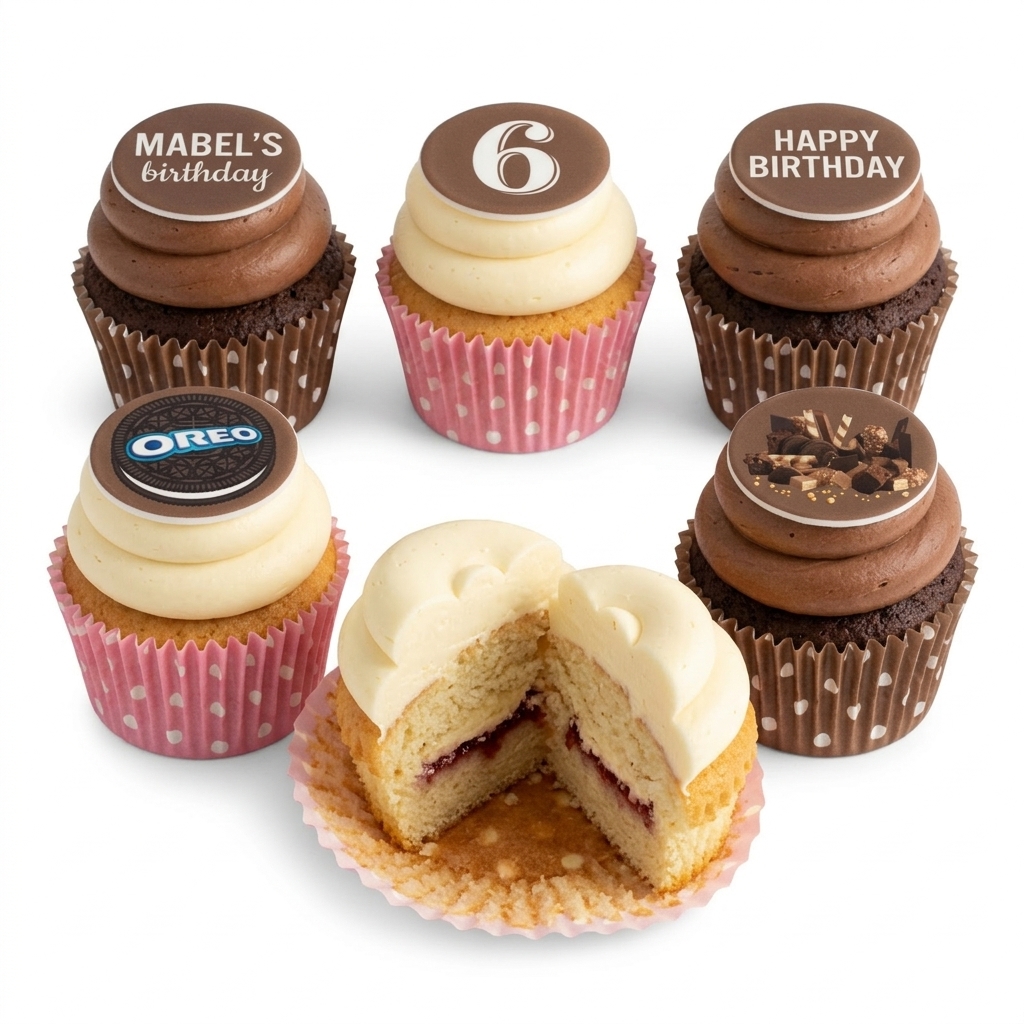 Personalised Birthday Cupcakes with Custom Toppers