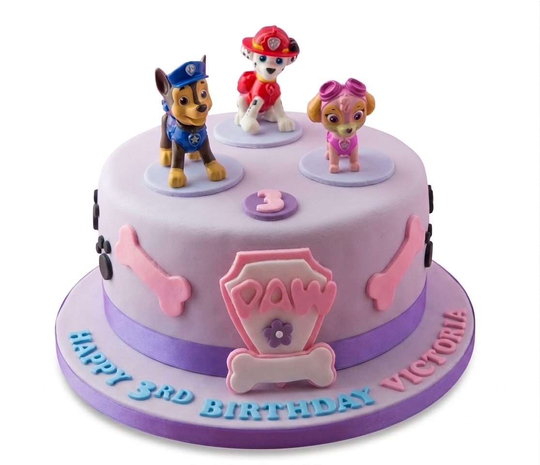 Paw Patrol Birthday Cake with Custom Toppers