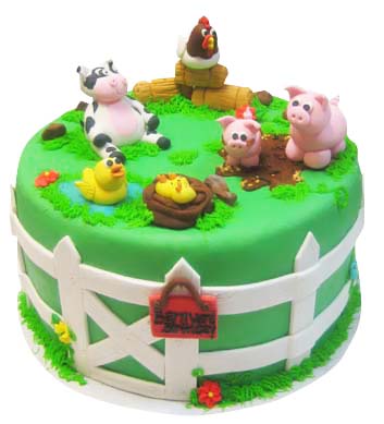 Chocolate Pig Farm Birthday Cake