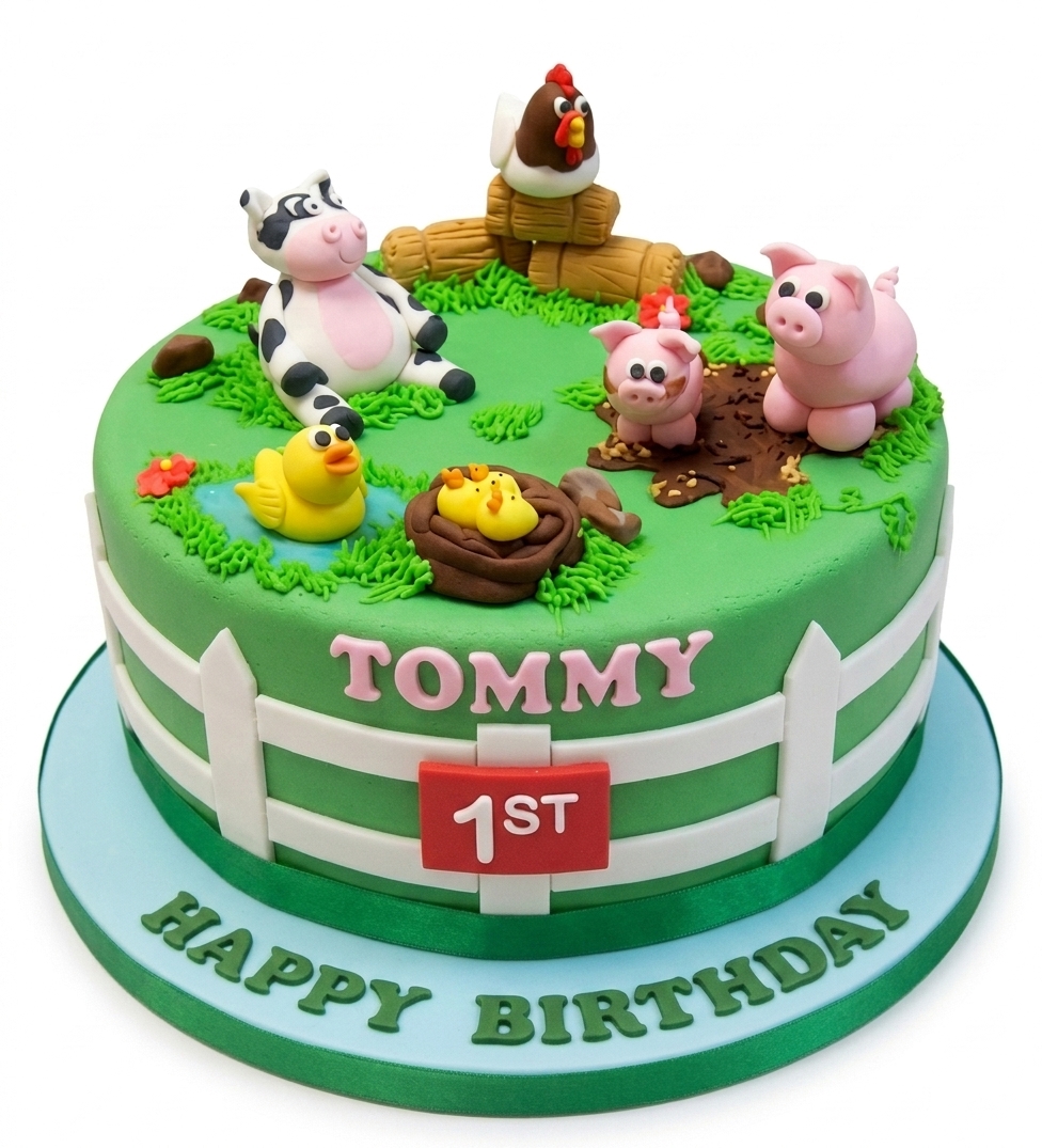 Farm Animals Birthday Cake for Kids