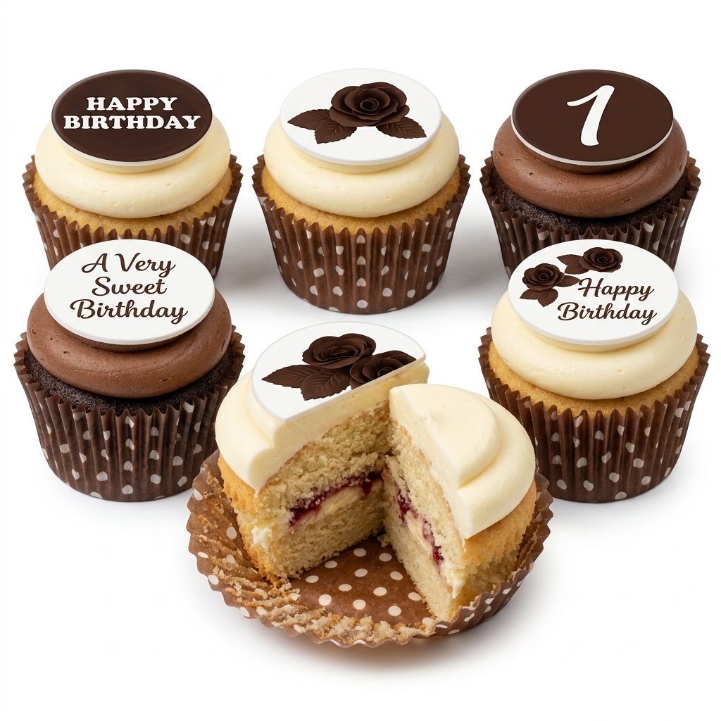 Elegant Chocolate Rose Birthday Cupcakes