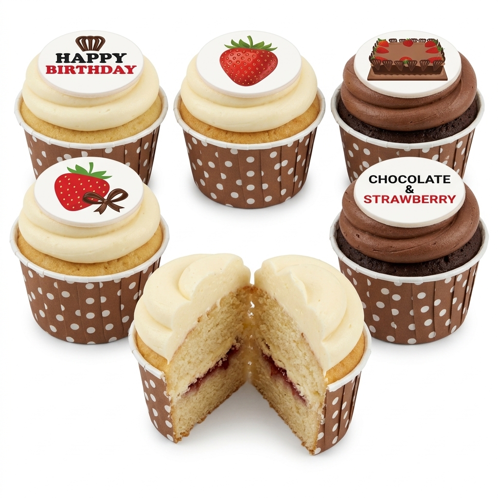 Happy Birthday Strawberry & Chocolate Cupcakes
