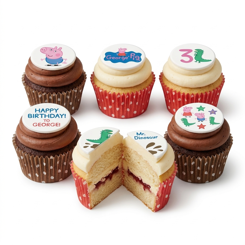Peppa Pig & Dinosaur Kids Birthday Cupcakes