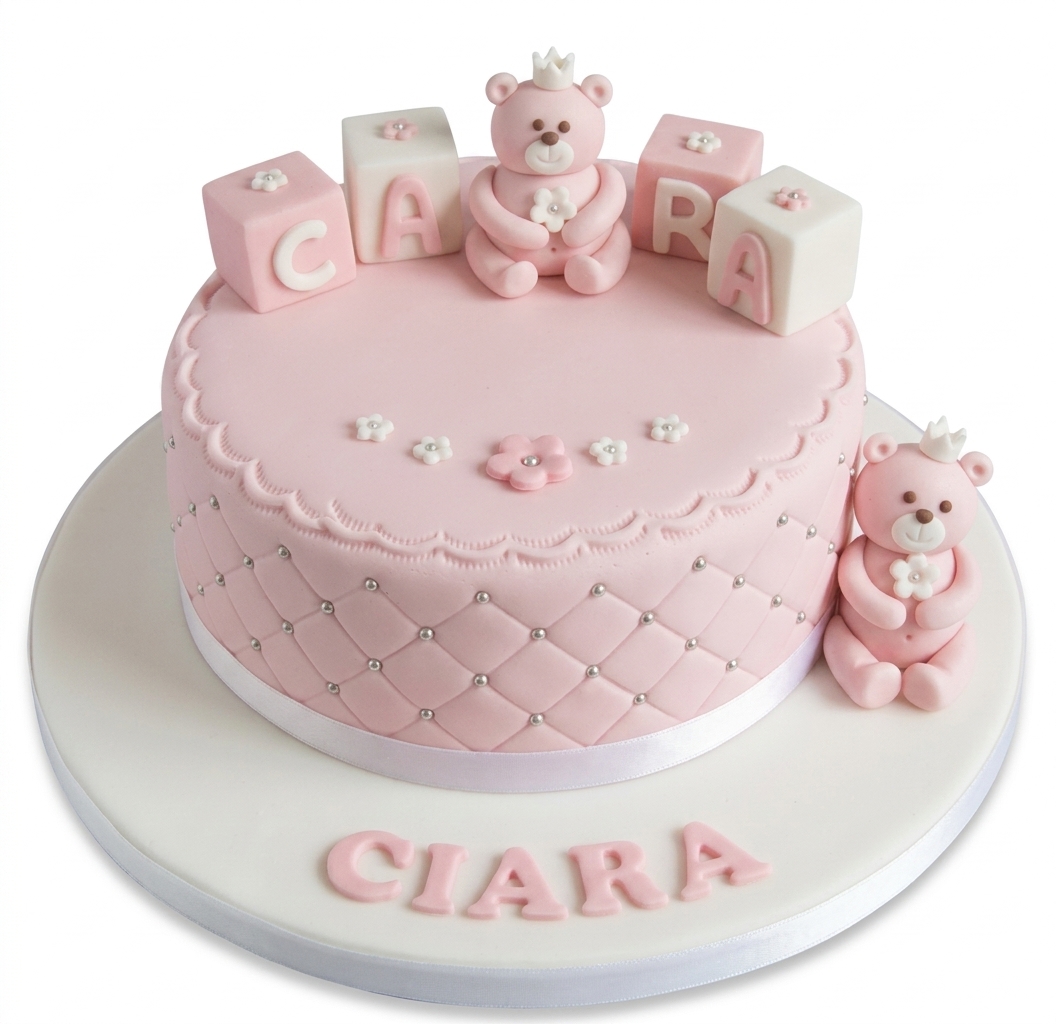 Pink Teddy Bear Baby Shower Cake